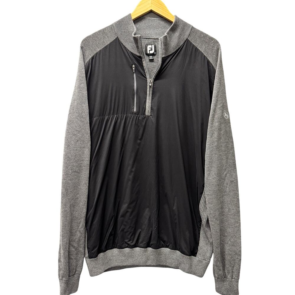 Footjoy Tech Sweater Golf 1/2 Zip Wool Blend Pullover Mens Large RB‎ Logo